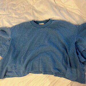 blue boxy waffle shirt